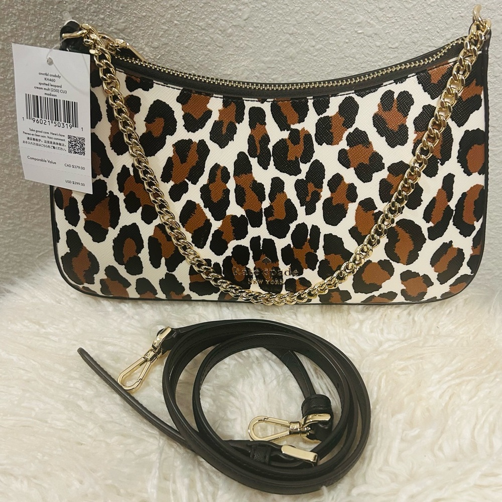 Kate Spade ♠️ Madison Brown and Black Spotted Leopard Crossbody Satchel NWT